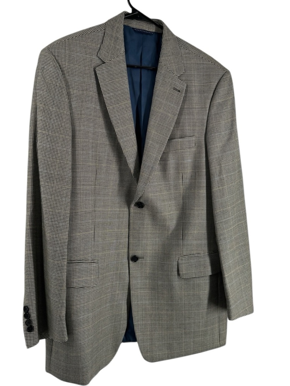 Tommy Hilfiger sports coat Blazer houndstooth wool silk Gold Logo sz 42 Tall